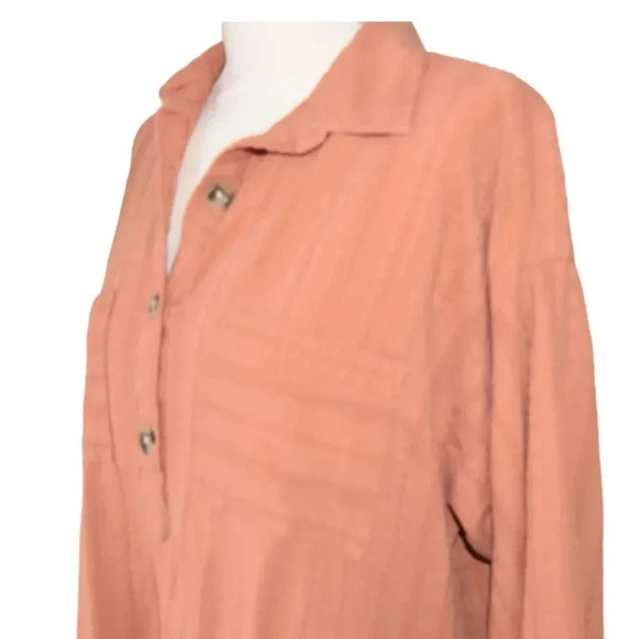 LOFT Terracota Embroidered Boho Long Sleeve Buttoned Blouse Gauzy M - Picture 7 of 9